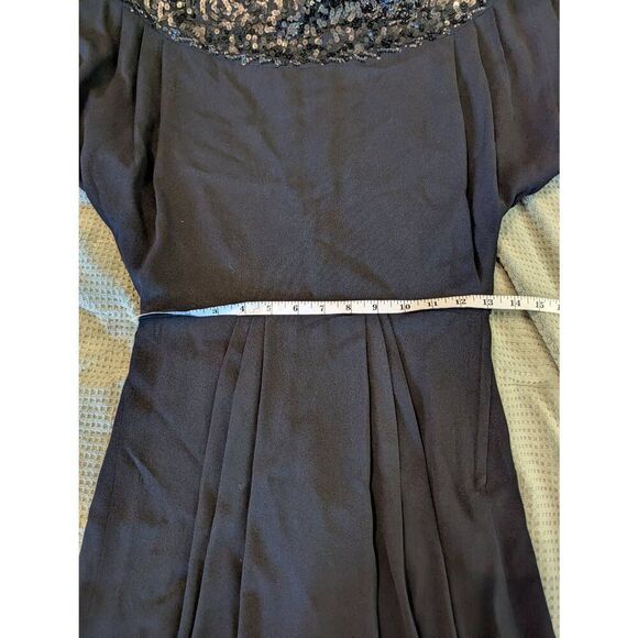 Vintage Handmade 1940s Black Crepe Eveningwear Midi Dress Gown Women's Small - Picture 8 of 8